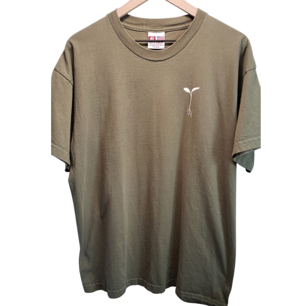 Bayside Men's Khaki and Green Raw Garden T-Shirt